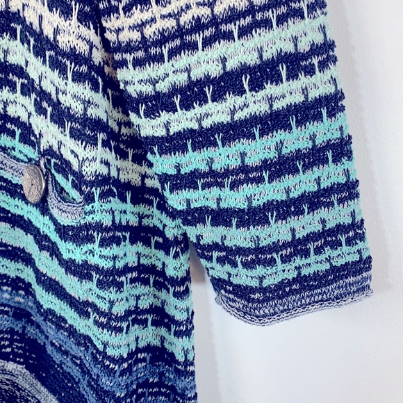 JM Collection Woman Plus Size 1X Textured Lightweight Blue Pullover Sweater Top - Picture 8 of 14